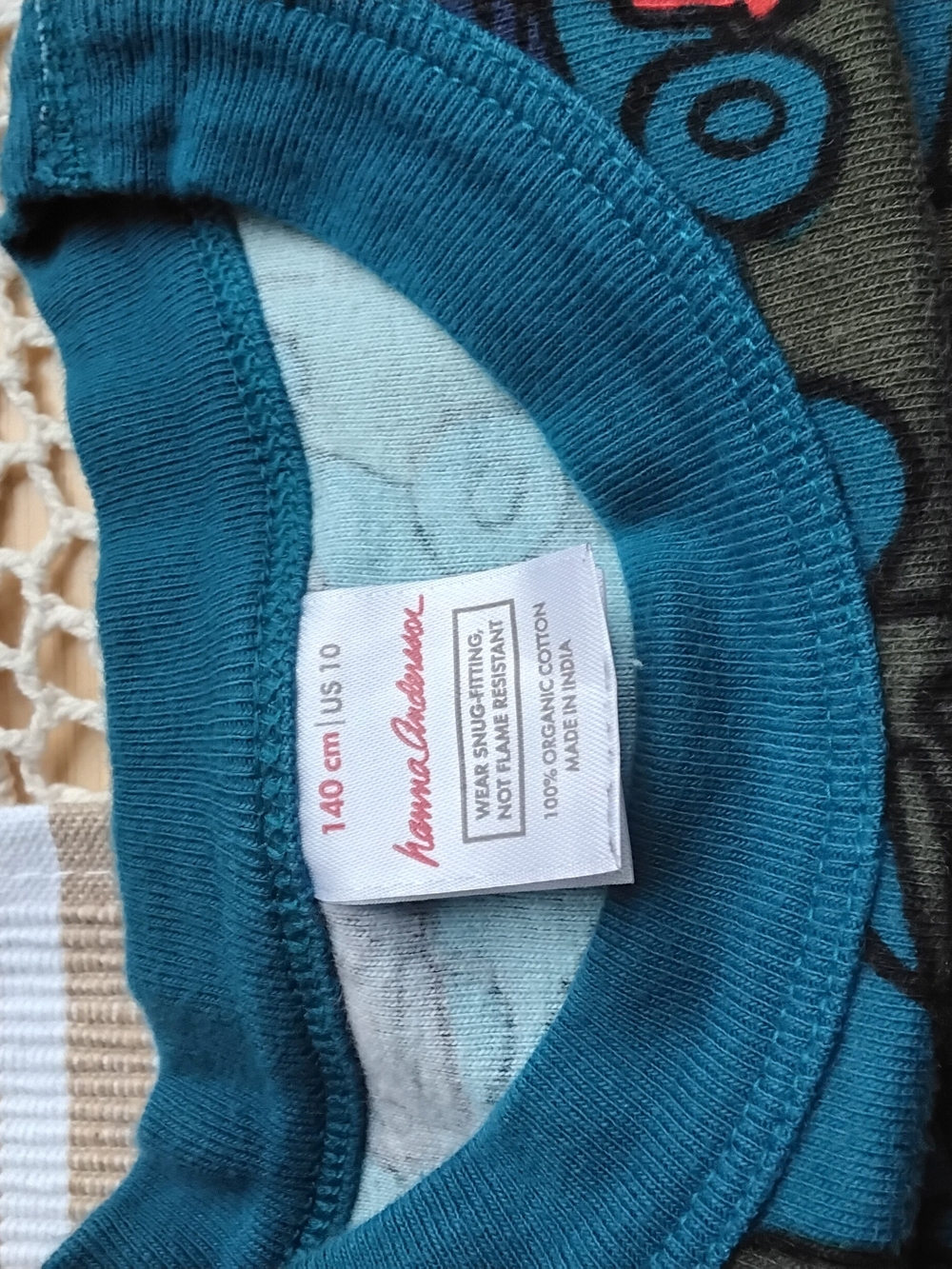 Hanna Andersson Teal and Navy Car Print Kids Pajama Set Size 10 - Picture 4 of 4